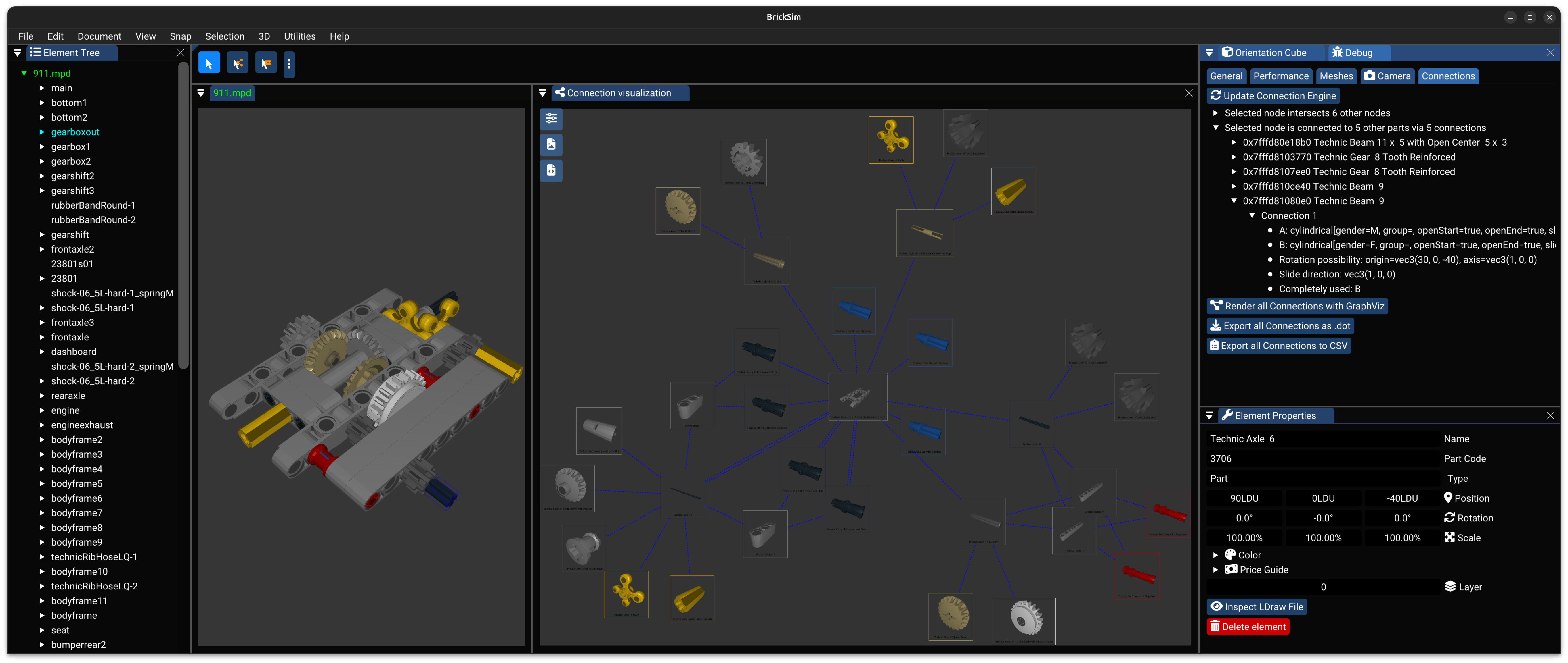 Visualization of automatically recognized connections