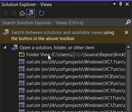 VS 2022 select folder view in solution explorer